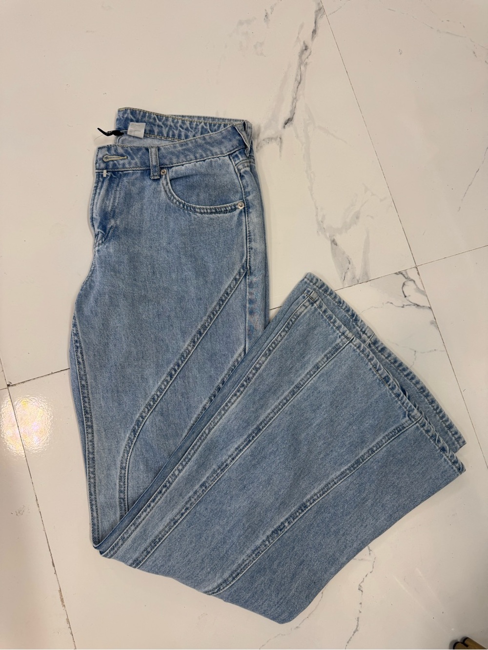 H&M Light Blue Flare Jeans with Panel Detailing